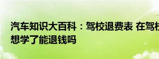 汽车知识大百科：驾校退费表 在驾校报名不想学了能退钱吗