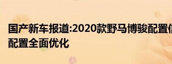 国产新车报道:2020款野马博骏配置信息曝光 配置全面优化