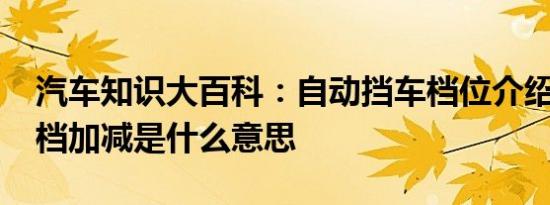 汽车知识大百科：自动挡车档位介绍d+d- d档加减是什么意思