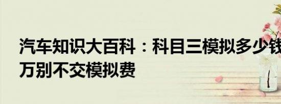 汽车知识大百科：科目三模拟多少钱 科三千万别不交模拟费