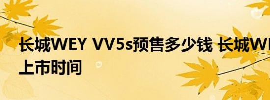 长城WEY VV5s预售多少钱 长城WEYVV5s上市时间