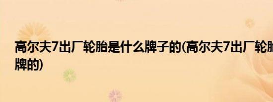 高尔夫7出厂轮胎是什么牌子的(高尔夫7出厂轮胎是什么品牌的)