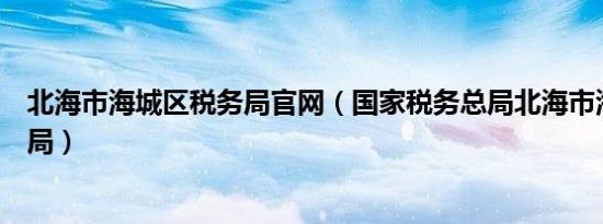 北海市海城区税务局官网（国家税务总局北海市海城区税务局）