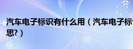 汽车电子标识有什么用（汽车电子标识什么意思?）