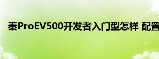 秦ProEV500开发者入门型怎样 配置有啥 