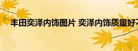 丰田奕泽内饰图片 奕泽内饰质量好不好 