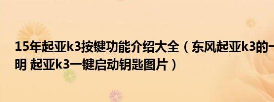 15年起亚k3按键功能介绍大全（东风起亚k3的一键启动说明 起亚k3一键启动钥匙图片）