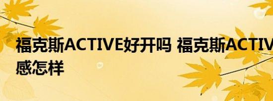 福克斯ACTIVE好开吗 福克斯ACTIVE转向手感怎样 