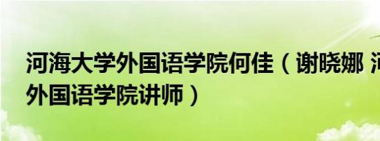 河海大学外国语学院何佳（谢晓娜 河海大学外国语学院讲师）