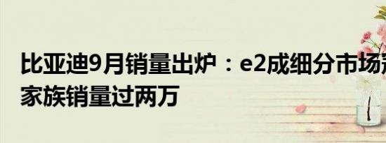 比亚迪9月销量出炉：e2成细分市场冠军，宋家族销量过两万