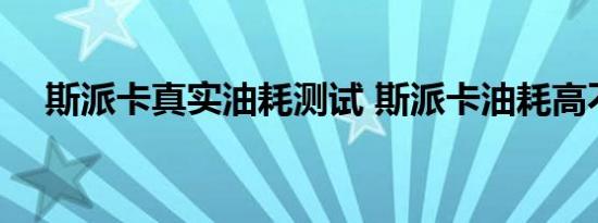 斯派卡真实油耗测试 斯派卡油耗高不高 