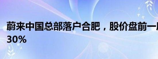 蔚来中国总部落户合肥，股价盘前一度暴涨超30%