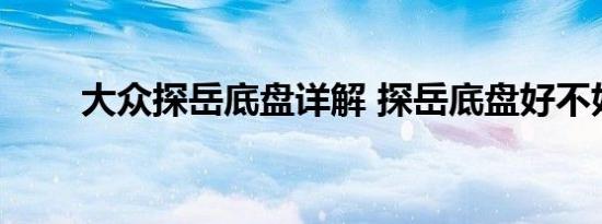 大众探岳底盘详解 探岳底盘好不好 