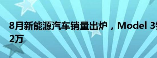 8月新能源汽车销量出炉，Model 3销量近1.2万