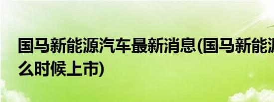 国马新能源汽车最新消息(国马新能源汽车什么时候上市)