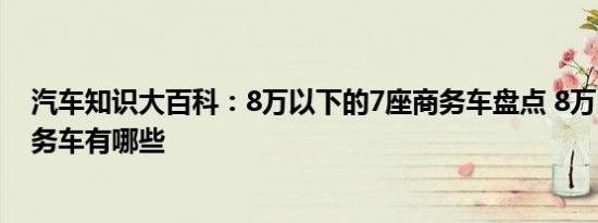 汽车知识大百科：8万以下的7座商务车盘点 8万以下7座商务车有哪些