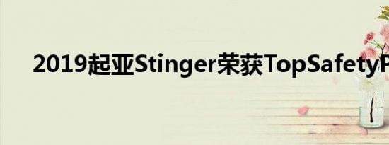 2019起亚Stinger荣获TopSafetyPick 