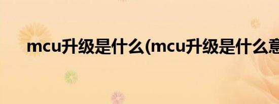 mcu升级是什么(mcu升级是什么意思)