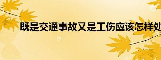 既是交通事故又是工伤应该怎样处理