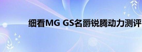 细看MG GS名爵锐腾动力测评