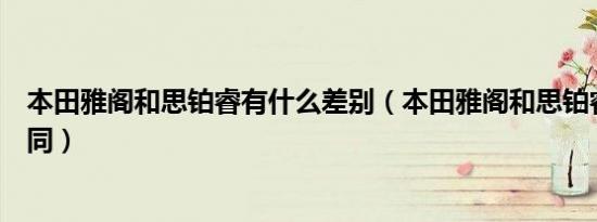 本田雅阁和思铂睿有什么差别（本田雅阁和思铂睿有什么不同）