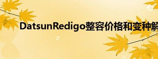 DatsunRedigo整容价格和变种解释