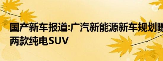 国产新车报道:广汽新能源新车规划曝光 新增两款纯电SUV