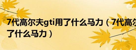 7代高尔夫gti用了什么马力（7代高尔夫gti用了什么马力）