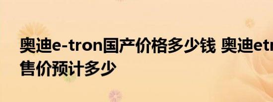 奥迪e-tron国产价格多少钱 奥迪etron国产售价预计多少