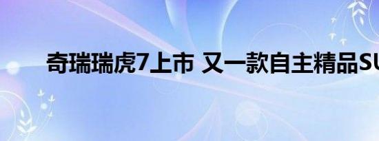 奇瑞瑞虎7上市 又一款自主精品SUV