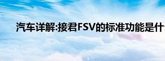 汽车详解:接君FSV的标准功能是什么？