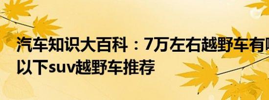 汽车知识大百科：7万左右越野车有哪些 8万以下suv越野车推荐