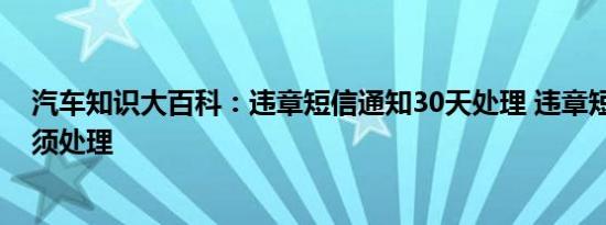 汽车知识大百科：违章短信通知30天处理 违章短信30天必须处理