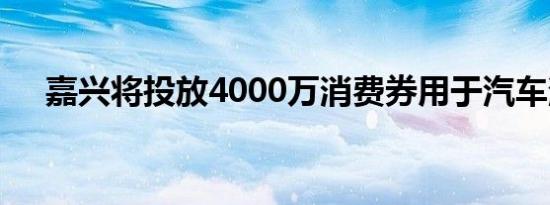 嘉兴将投放4000万消费券用于汽车消费