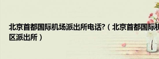 北京首都国际机场派出所电话?（北京首都国际机场东航站区派出所）