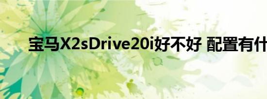 宝马X2sDrive20i好不好 配置有什么 