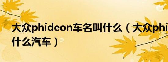 大众phideon车名叫什么（大众phideon是什么汽车）