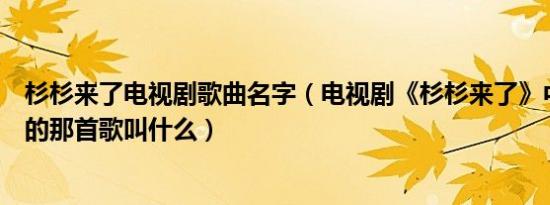 杉杉来了电视剧歌曲名字（电视剧《杉杉来了》中大结局时的那首歌叫什么）