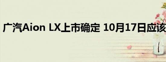 广汽Aion LX上市确定 10月17日应该跑不了