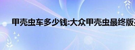 甲壳虫车多少钱:大众甲壳虫最终版亮相