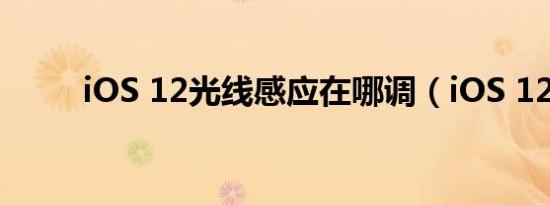 iOS 12光线感应在哪调（iOS 12）