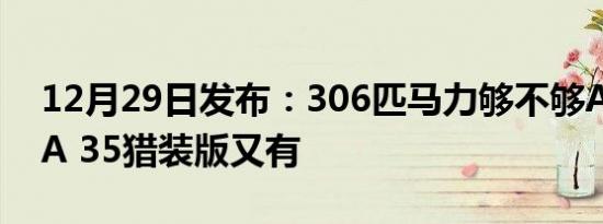 12月29日发布：306匹马力够不够AMG CLA 35猎装版又有