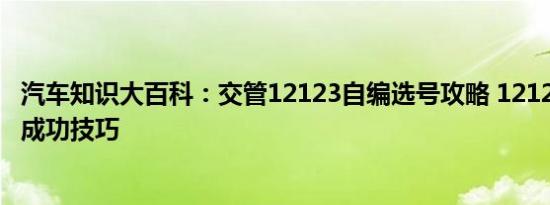 汽车知识大百科：交管12123自编选号攻略 12123自主选号成功技巧