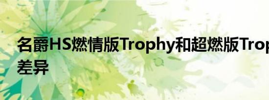 名爵HS燃情版Trophy和超燃版Trophy配置差异