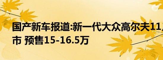 国产新车报道:新一代大众高尔夫11月7日上市 预售15-16.5万