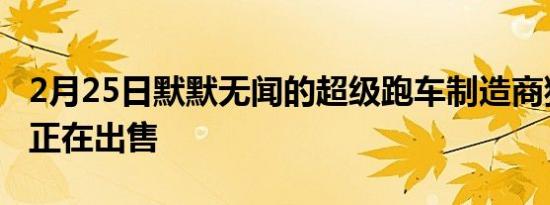 2月25日默默无闻的超级跑车制造商猎鹰赛车正在出售