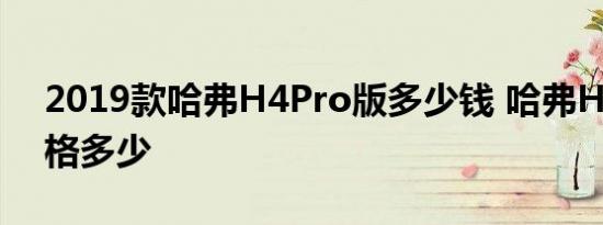 2019款哈弗H4Pro版多少钱 哈弗H4Pro价格多少 