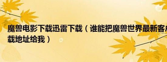 魔兽电影下载迅雷下载（谁能把魔兽世界最新客户端迅雷下载地址给我）