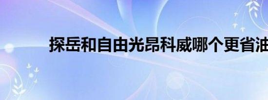 探岳和自由光昂科威哪个更省油