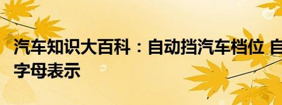 汽车知识大百科：自动挡汽车档位 自动挡5个字母表示